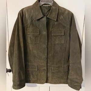 St. John's Bay Olive Green Suede Jacket Blazer